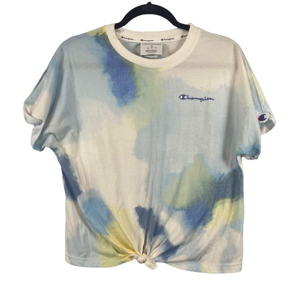 Champion tie dye knot front detail woman's tee shirt athletic boho size medium
